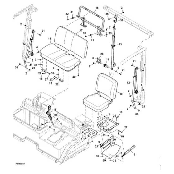 John Deere XUV865E - PC16095 - Bench Seat - ST1000500