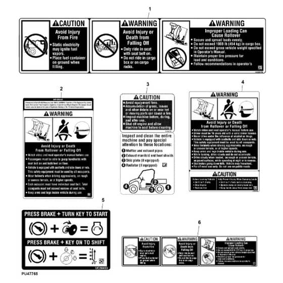 John Deere XUV865E - PC16095 - Labels - ST1003674