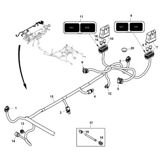 John Deere XUV865M - PC13098 - Chassis Wiring (1/6) - ST897122