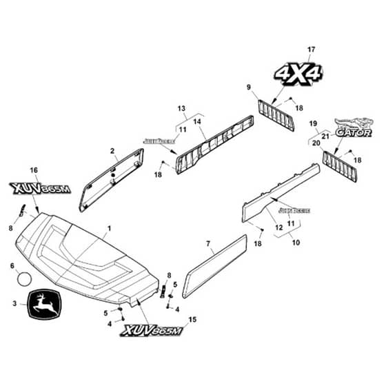 John Deere XUV865M - PC13098 - Hood - ST897961