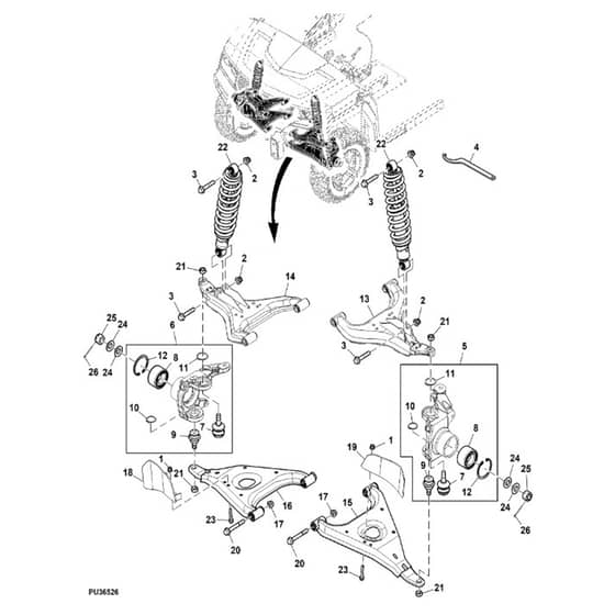 John Deere XUV865M - PC13098 - Front Suspension (030001 - ) - ST966926