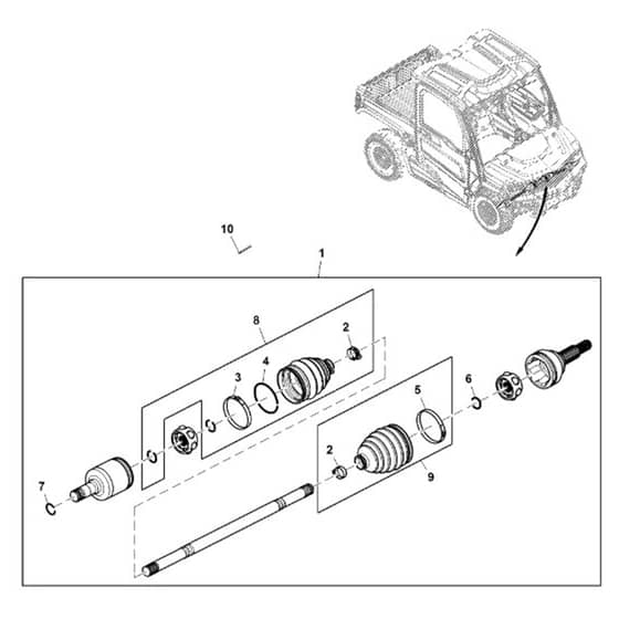 John Deere XUV865R - PC13099 - Front Axle - ST900694