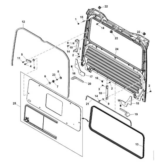 John Deere XUV865R - PC16097 - Rear Panel (050001 - ) - ST1034789