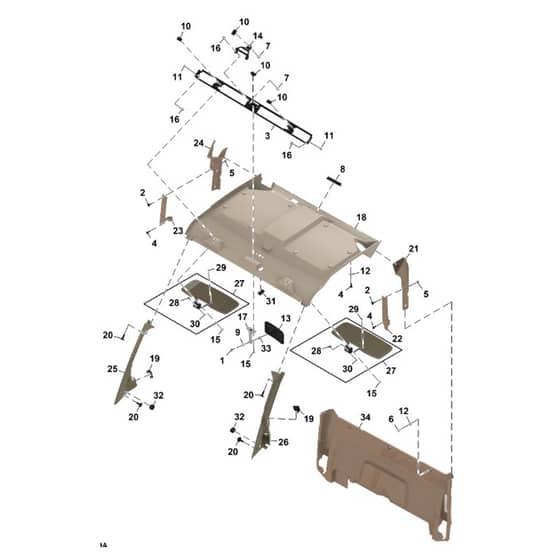 John Deere XUV875R - PC16760 - Headliner - ST1953928