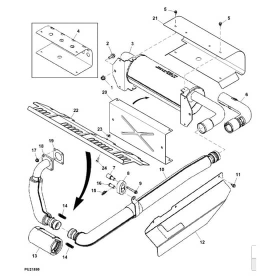 John Deere XUV - PC11574 - Exhaust Pipes - ST730228
