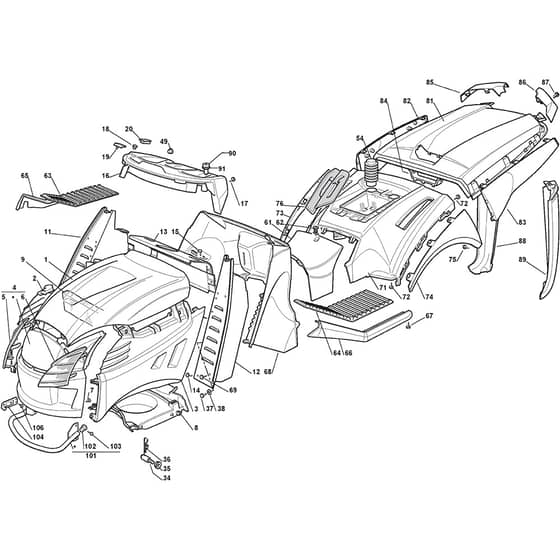 XX 220 HD - 2016-2022 - 2T1320673/C16 - Castel Garden Ride On Mower Body Diagram