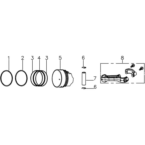 Cobra Y415V - Engine Aug 2022 MX460SPC Piston Assy Diagram
