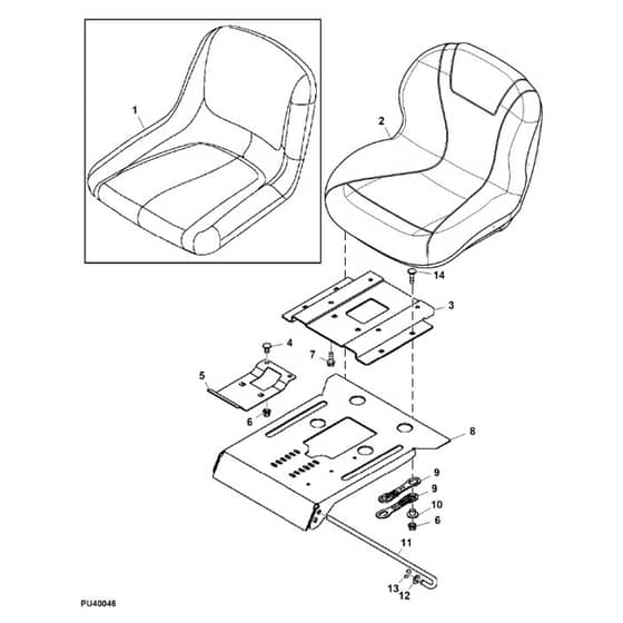 John Deere Z225 - PC9593 - Seat ( - 060000) - ST518385