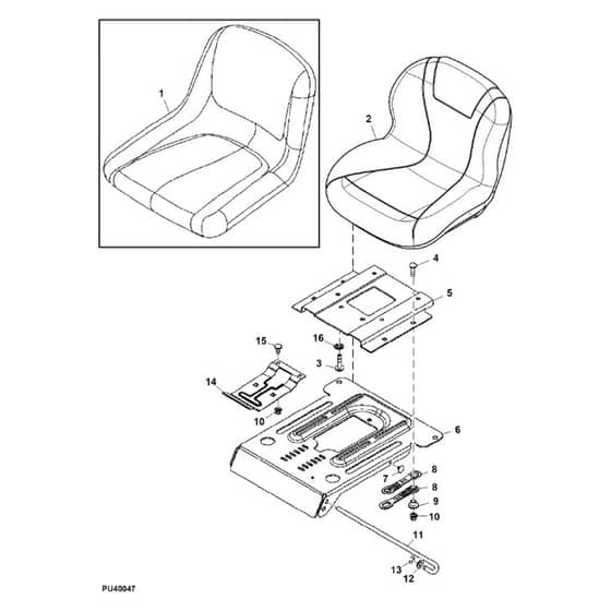 John Deere Z225 - PC9593 - Seat (060001 - 100000) - ST518386