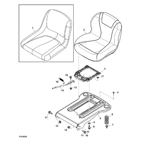 John Deere Z225 - PC9593 - Seat (100001 - ) - ST518387