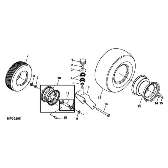 John Deere Z225 - PC9593 - Wheel (020321 - 080000) - ST518393