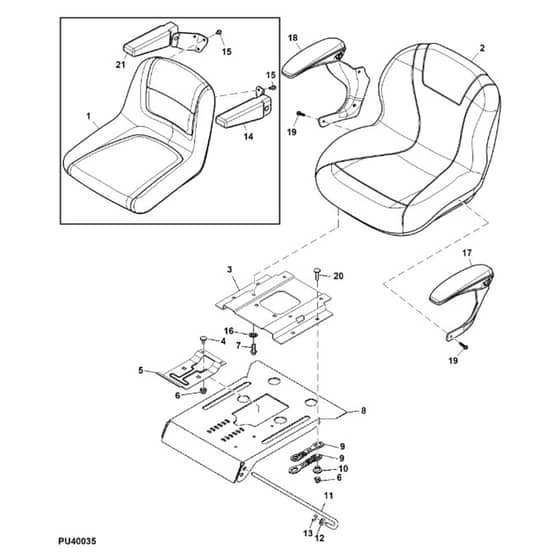 John Deere Z425 - PC9594 - Seat ( - 060000) - ST516526