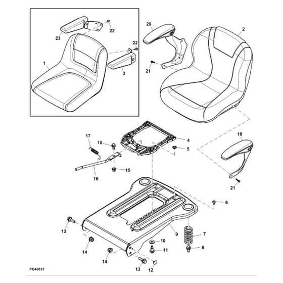 John Deere Z425 - PC9594 - Seat (100001 - ) - ST516528