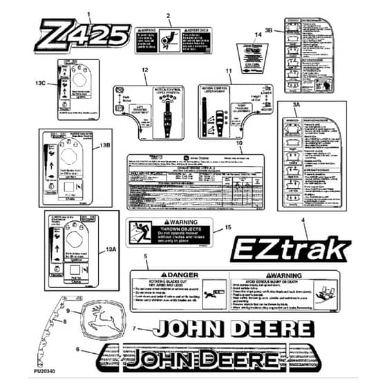 John Deere Z425 - PC9594 - Labels ( - 040000) - ST516589