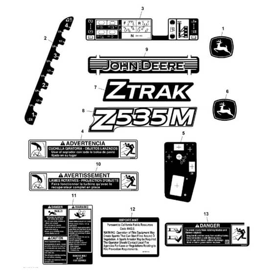John Deere Z535M - PC12791 - Labels - ST837361