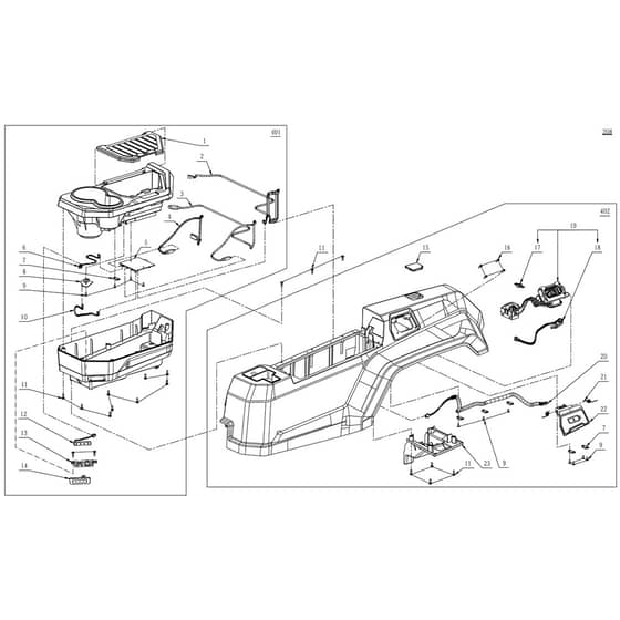 EGO Z6 - Ride-on Mower (ZT4200E-L) (Jan 2022) Left Cover Assembly Diagram