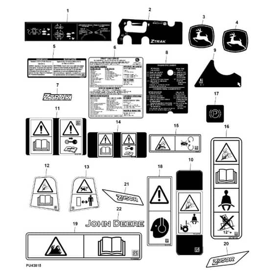 John Deere Z950R - PC11782 - Labels (090001 - ) - ST1005082