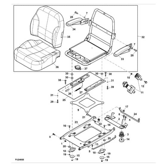 John Deere Z950R - PC11782 - Seat W/ (030001 - 050000) - ST812694