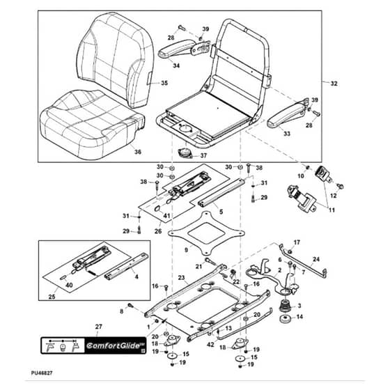 John Deere Z950R - PC11782 - Seat W/ (050001 - 080000) - ST862647