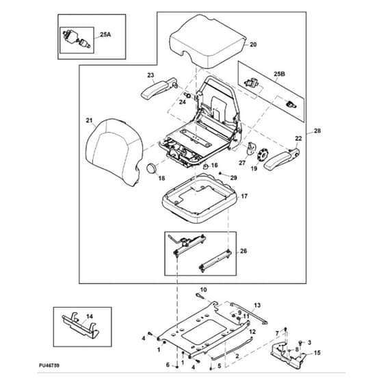 John Deere Z950R - PC11782 - Seat (050001 - 060000) - ST915090