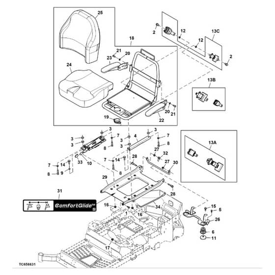 John Deere Z950R - PC11782 - Seat (080001 - ) - ST984333