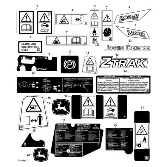 John Deere Z994R - PC13622 - Labels - ST940041