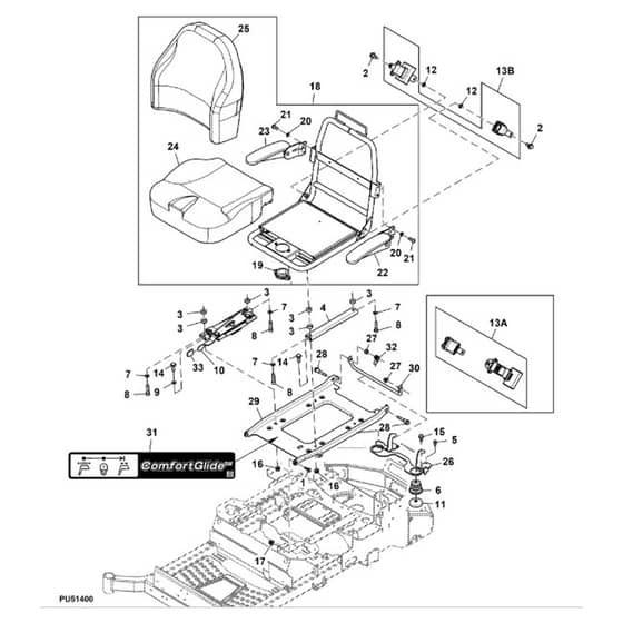 John Deere Z994R - PC13622 - Seat (020001 - ) - ST985010