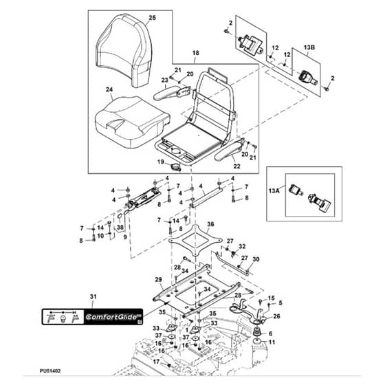 John Deere Z994R - PC13622 - Seat W/ (020001 - ) - ST985012