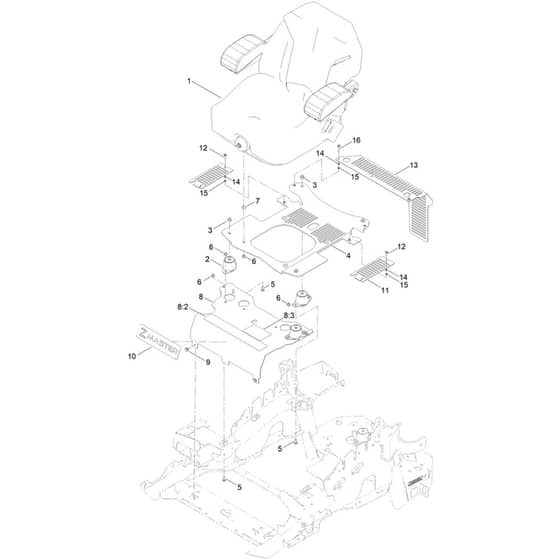 Toro Z Master 122cm - 72902TE (411000000 - 412199999) Seat Mounting