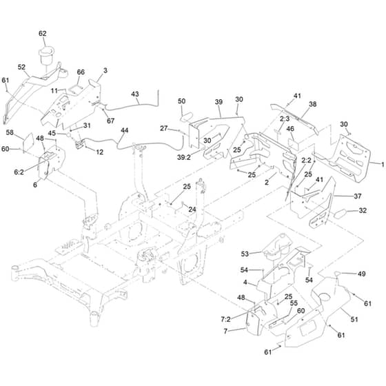Toro Z Master 122cm - 74048TE (414071674 - 414071689) Throttle, Choke Cables and Guard