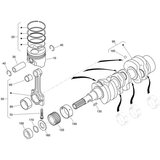 Toro Z Master 132cm - 72264TE (411700000 - 999999999) Piston and Crankshaft
