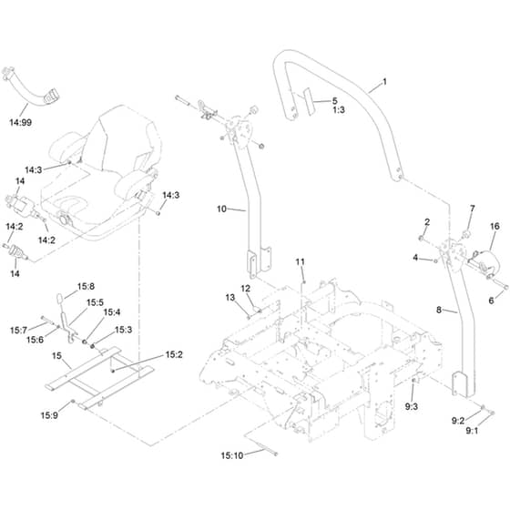 Toro Z Master 132cm - 72264TE (406427909 - 406429999) Roll-Over Protection System No. 110-0877