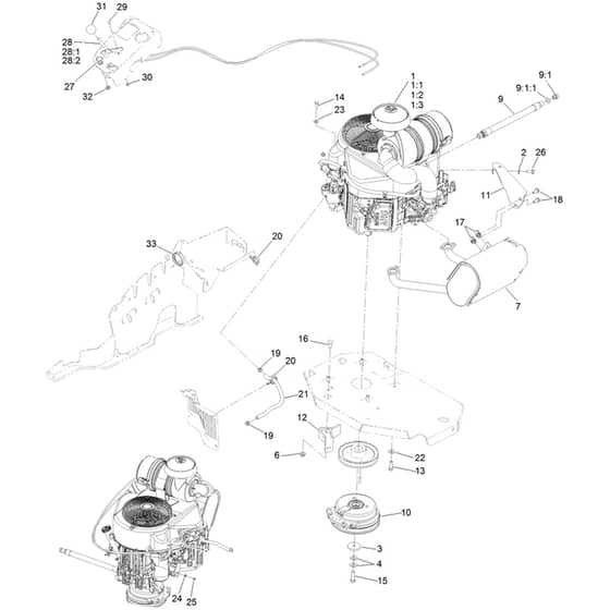 Toro Z Master 132cm - 72969TE (400000000 - 412899999) Engine, Clutch and Muffler