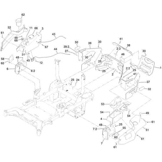 Toro Z Master 132cm - 74053TE (414387044 - 415099999) Throttle, Choke Cables and Guard
