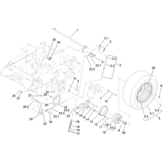 Toro Z Master 152cm - 72279TE (410000000 - 999999999) Main Frame and Rear Wheel