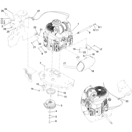 Toro Z Master 152cm - 72942TE (400000000 - 410999999) Engine, Clutch and Muffler