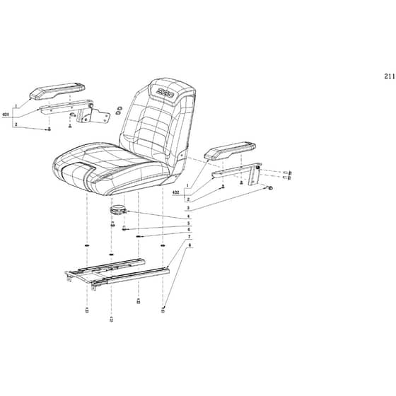 EGO ZT4200E-L - Ride-on Mower (Feb 2023) Damping Seat Assembly Diagram