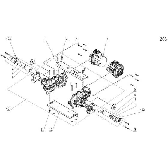 EGO ZT4200E-L - Ride-on Mower (Feb 2023) Drive Train Assembly Diagram