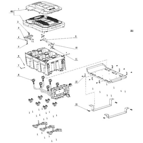 EGO ZT5200E-L - Ride-on Mower (Feb 2023) Battery Box Assembly Diagram