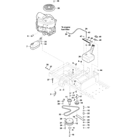 ZT 3107 T - 2017-2020 - 2F1020611/S17 - Stiga Zero Turn Mower Engine, Exhaust, Belts, Fuel Tank Diagram