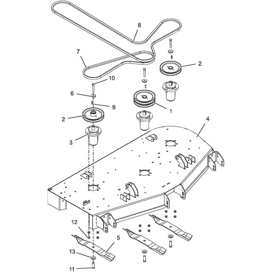 ZT 7132 T - 2019-2022 - 2F1020861/ST1 - Stiga Zero Turn Mower Deck Belts Blades and Spindles Diagram