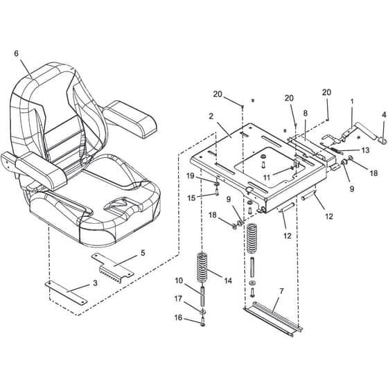 ZT 7132 T - 2019-2022 - 2F1020861/ST1 - Stiga Zero Turn Mower Seat Diagram