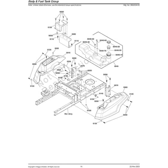 Snapper ZTX105 2692024 Body and Fuel Tank Group