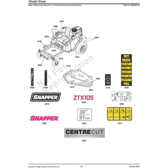 Snapper ZTX105 2692024 Decals Group