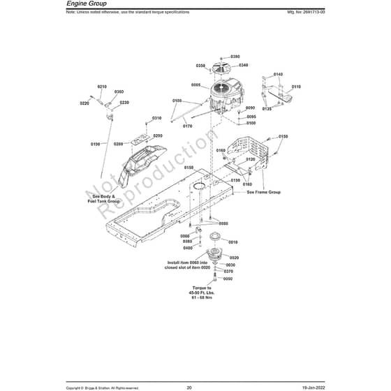 Snapper ZTX350 2691713-00 Engine Group