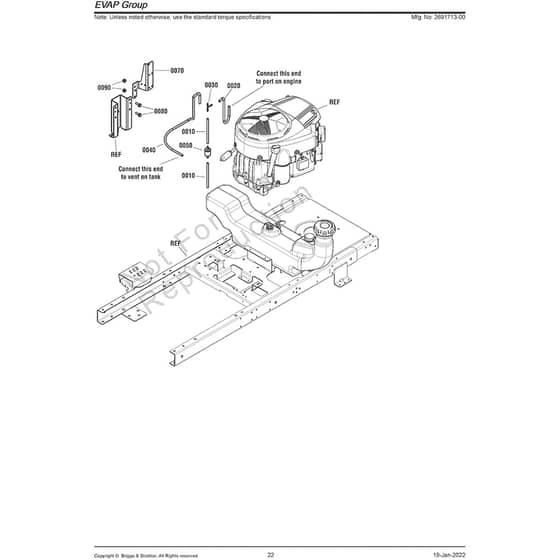 Snapper ZTX350 2691713-00 EVAP Group
