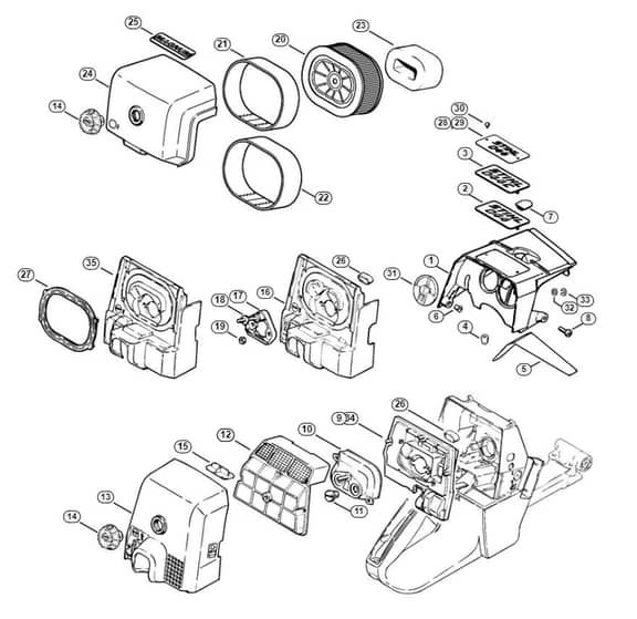 Stihl 044 Shroud, Air Filter - O-Group