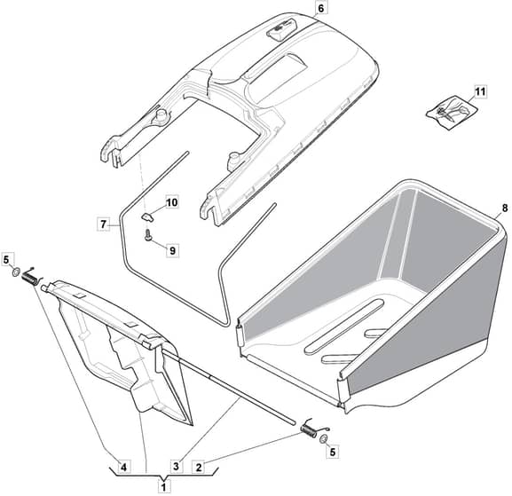 S42R HP Li - 2016 - 299434003/M16 - Mountfield Rotary Mower Grass Bag Diagram