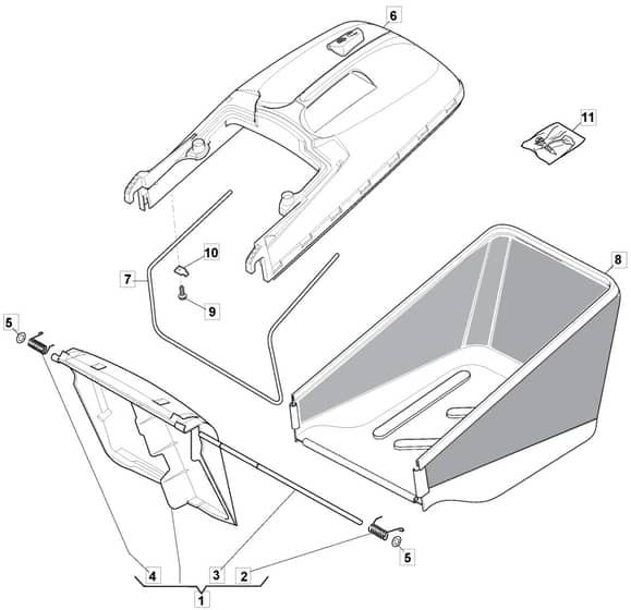 S461R PD - 2019-2023 - 299489043/M19 - Mountfield Rotary Mower Grass Bag Diagram