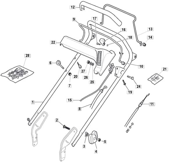 M512 PD 3S BW - 2010 - 292157038/MFR - Mountfield Rotary Mower Handle Diagram